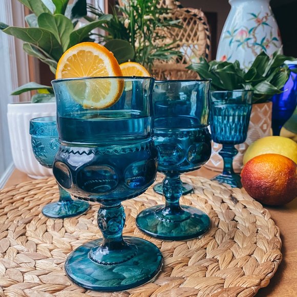 Vintage Other - Vintage Royal Aqua Wine Cocktail Cup Glasses 2